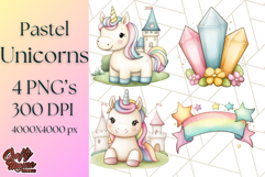 Fairy Tale Unicorn PNG Pastel Magic Clipart, Fantasy Rainbow Product Image 1
