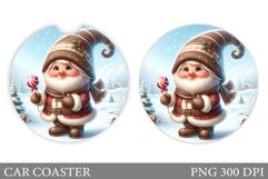 Christmas Gnome Car Coaster. Christmas Car Coaster Design Product Image 1