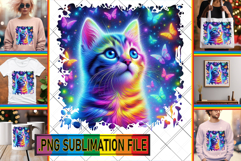 Cheerful PNG Sublimation Art, Cat Product Image 1