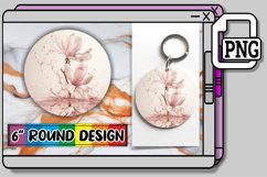 Serenity Splash: Round Floral Water Design Keychain PNG Product Image 1