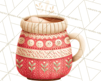 Christmas Hot Cocoa Mug Clipart PNG, Holiday Cup Art Product Image 2