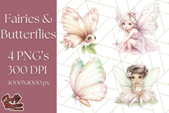 Pastel Fairies and Butterflies PNG, Spring Fantasy Clipart Product Image 1
