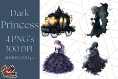 Dark Enchanted Princesses, Gothic Fairy Tale Clipart PNG Product Image 1