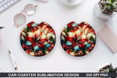 Flower Car coaster sublimation, Summer Coaster PNG Design Product Image 1