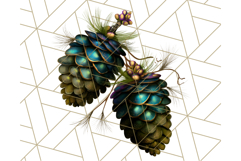 Peacock Christmas Clipart in Jewel Tones, Christmas Png Product Image 4