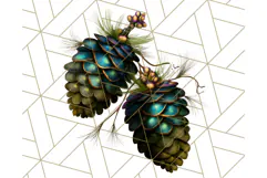 Peacock Christmas Clipart in Jewel Tones, Christmas Png Product Image 4