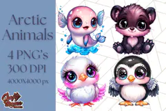 Arctic Animals Kawaii Clipart PNG, Cute Polar Creatures Art Product Image 1