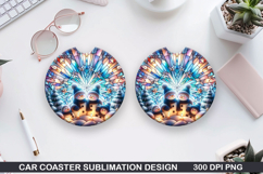 Snowman Car Coaster Sublimation|Christmas Coaster PNG Design Product Image 1