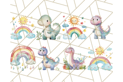 Watercolor Dinosaur and Rainbow PNG Clipart, Baby Nursery Product Image 8
