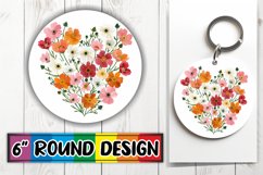 Round Design Floral Heart Sublimation PNG Product Image 1