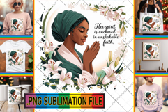 VIBRANT TSHIRT DESIGN PNG Sublimation, Praying Woman Product Image 1