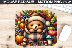 Watercolor Bear Mouse Pad Sublimation - Thanksgiving PNG Product Image 1