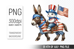 4th Of July Bunny Sublimation Clipart PNG Design Product Image 1