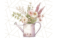 Watering Can Flowers PNG, Rustic Floral Watercolor Clipart Product Image 4