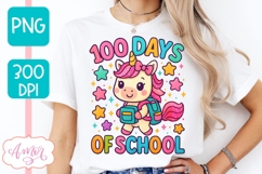 100 days of school PNg sublimation, Cute Unicorn PNG Product Image 4