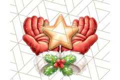 Santa Sleigh Ride Clipart PNG, Flying Reindeer Christmas Art Product Image 4