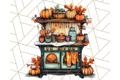 Fall Cottagecore Kitchen Clipart, Cozy Autumn Kitchen PNG Product Image 4
