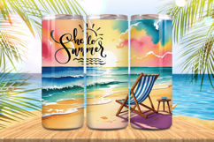 Hello Summer beach summer vibes Scene Tumbler Wrap PNG Subli Product Image 1