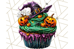 Halloween Cupcake PNG Clipart with Witch Hats and Ghosts Product Image 4