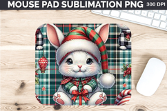 Watercolor Rabbit Mouse Pad Sublimation - Christmas PNG Product Image 1
