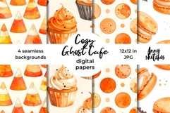 Fall Halloween Backgrounds Ghost Cafe Digtal Papers Product Image 1