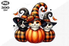 Halloween Cat And Pumpkin Sublimation - Clipart PNG Design Product Image 1