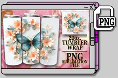 Spring Blossoms Butterfly Tumbler Wrap - 20oz 3D Art Product Image 1