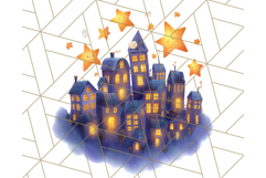 Pastel Halloween Town PNG Clipart, Spooky Shops &amp; Homes Png Product Image 4