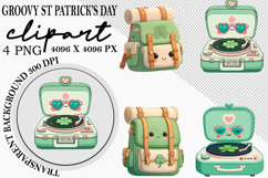 Whimsical Groovy St Patrick’s Day Clipart Watercolor png Product Image 1