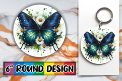 Sweet Keychain Circle Sublimation, Butterfly Product Image 1