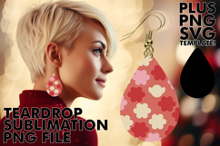 Sweet Teardrop EARRINGS PNG Design, Valentine's Pattern Product Image 1