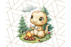 Fall Dinosaur PNG Clipart with Autumn Elements, Cute Dino Product Image 4