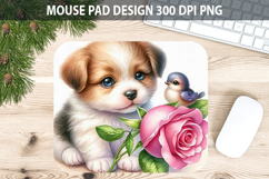 Watercolor Dog Mouse Pad Sublimation - Valentines PNG Product Image 1