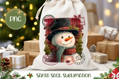 Christmas Snowman Santa Sack, Winter Gift Bag Sublimation Product Image 1