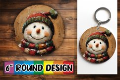 Christmas Round Design Keychain Snowman Winter Sublimation Product Image 1