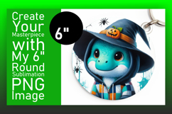 Trendy Circle Coaster PNG Design , Halloween Dino Product Image 1