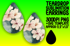 Cute Teardrop Earrings Design Template , Flower Pattern Product Image 1