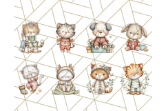 Christmas Pets in Pajamas Clipart PNG, Christmas Png Clipart Product Image 4