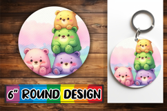 Playful Car Coasters Sublimation PNG, Cute Animals Product Image 1