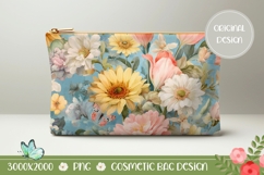 Watercolor Flowers Cosmetic Bag, Butterfly Cosmetic Bag PNG Product Image 1