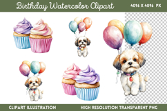 Birthday Watercolor Clipart Bundle PNG Product Image 11
