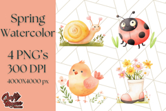 Pastel Watercolor Spring Clipart, Cheerful Floral Png Design Product Image 1