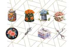 Floral Sewing Clipart PNG Vintage Sewing Elements Needlework Product Image 8