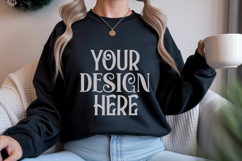Christmas Gildan 18000 Black Crewneck Sweatshirt Mocku Product Image 1