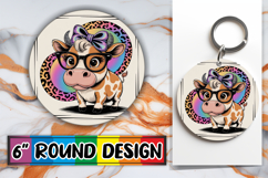 Sublimation Car Coaster Magic, Cute Cow Product Image 1