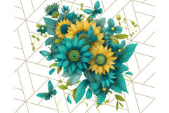 Sunflower and Butterfly PNG Clipart, Bright Jewel Tones Png Product Image 4