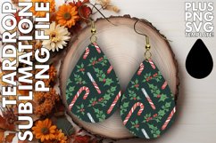 Playful Teardrop Earrings Gift PNG, Christmas Product Image 1