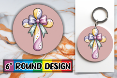 Bright Sublimation Round Ornaments, Cross and Bow Product Image 1