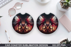 Haunted Bats Car Coaster Sublimation| Halloween Coaster PNG Product Image 1