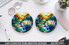 Flower Car Coaster Sublimation| Summer Coaster PNG Design Product Image 1